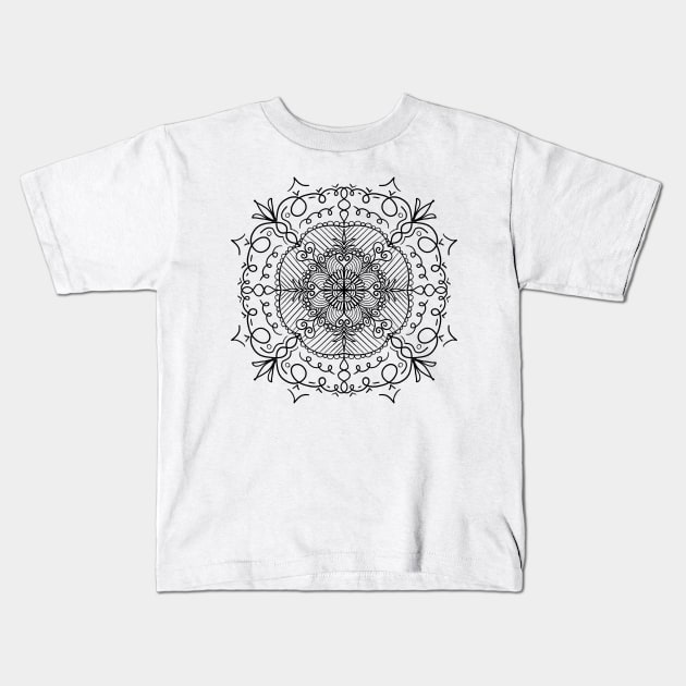 Flowers & Hearts Mandala Kids T-Shirt by nathalieaynie